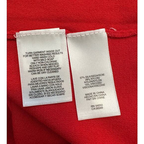 Jones New York red cream trim long sleeves buttoned cardigan size M - Picture 4 of 10